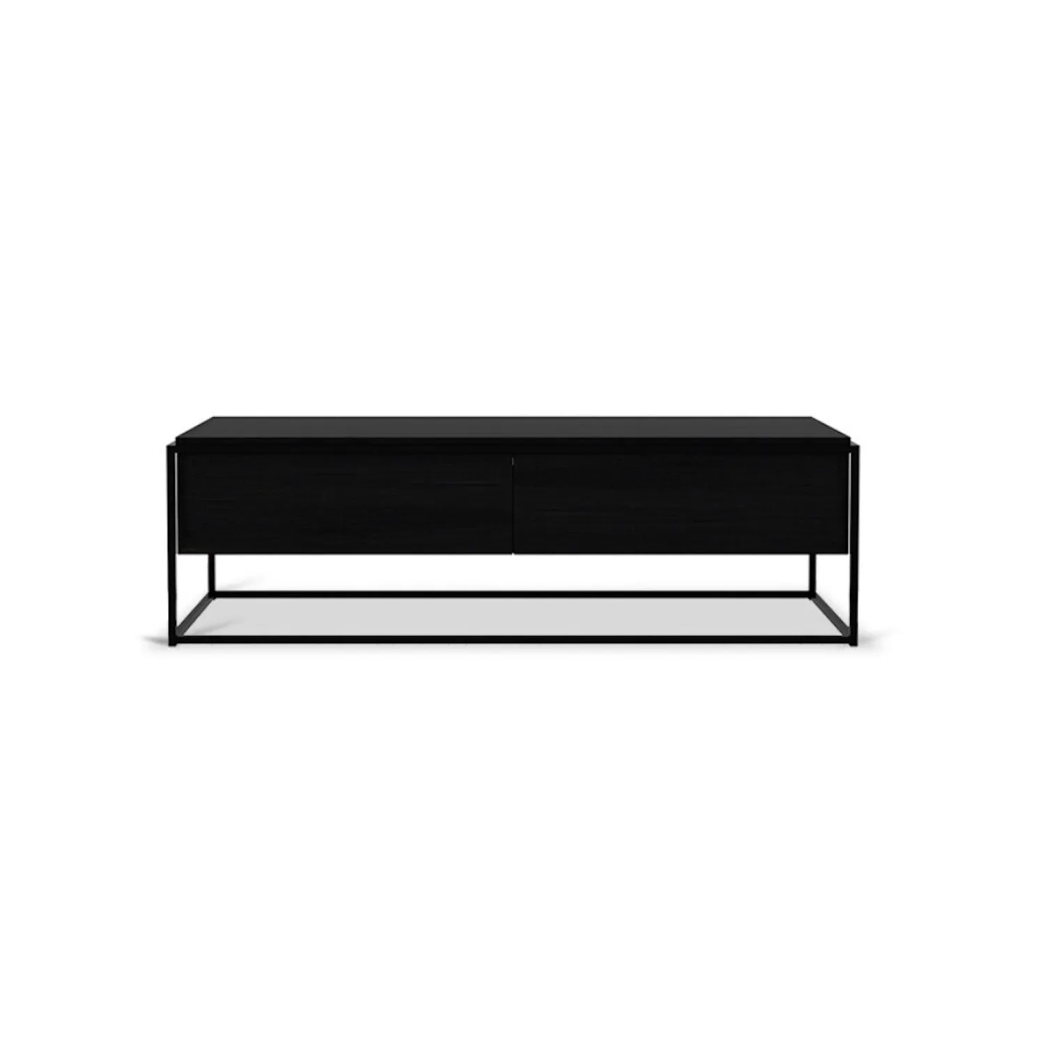 Oak Monolit Black TV Cupboard - Black Metal - Varnished