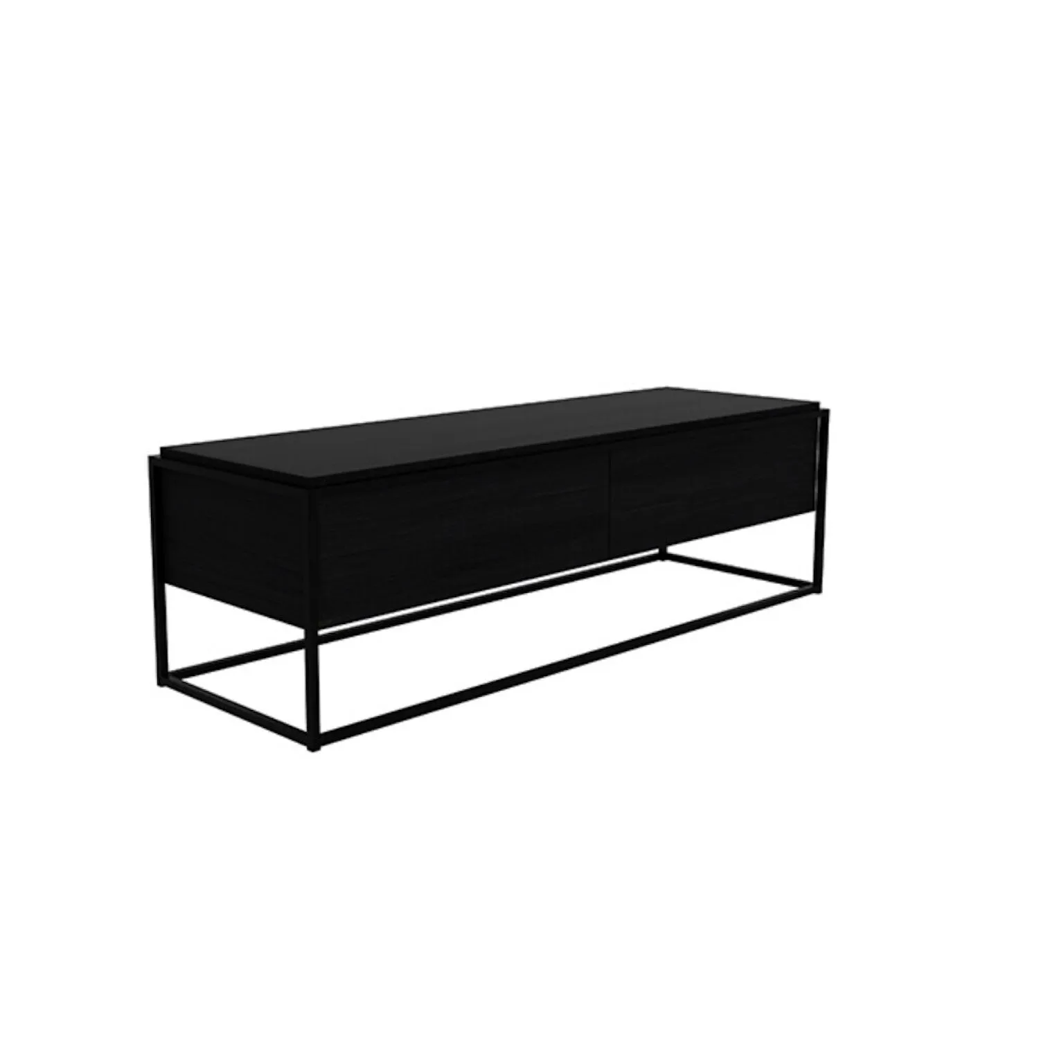 Oak Monolit Black TV Cupboard - Black Metal - Varnished