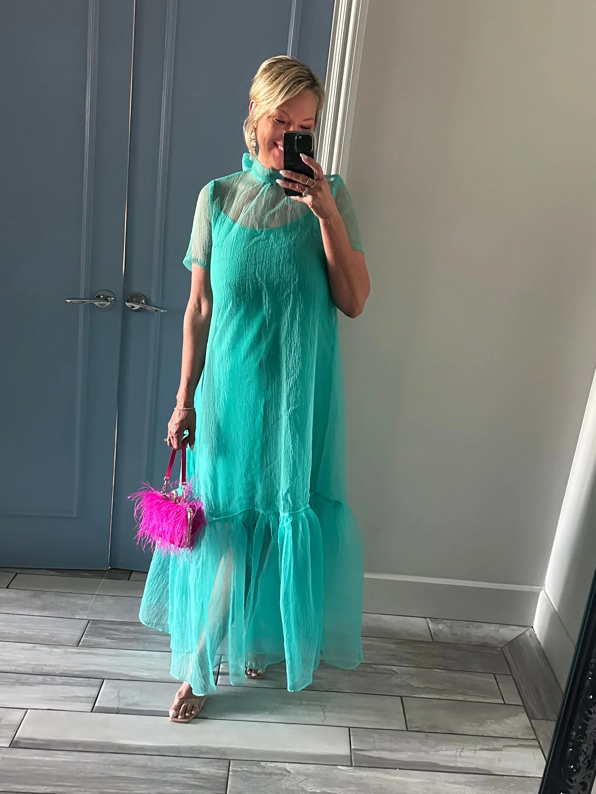 Olivia Organza Mock Bow Maxi Dress