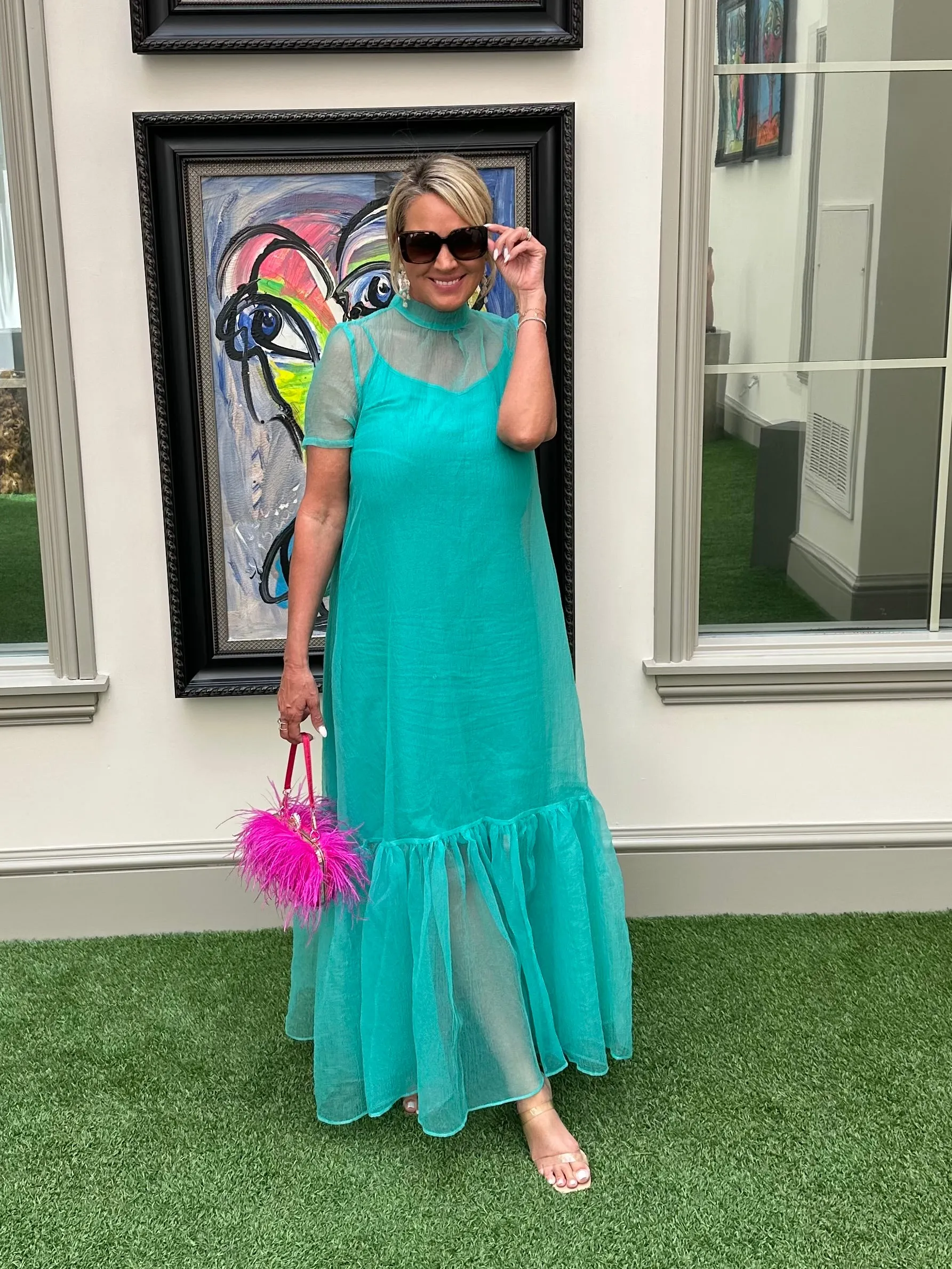 Olivia Organza Mock Bow Maxi Dress