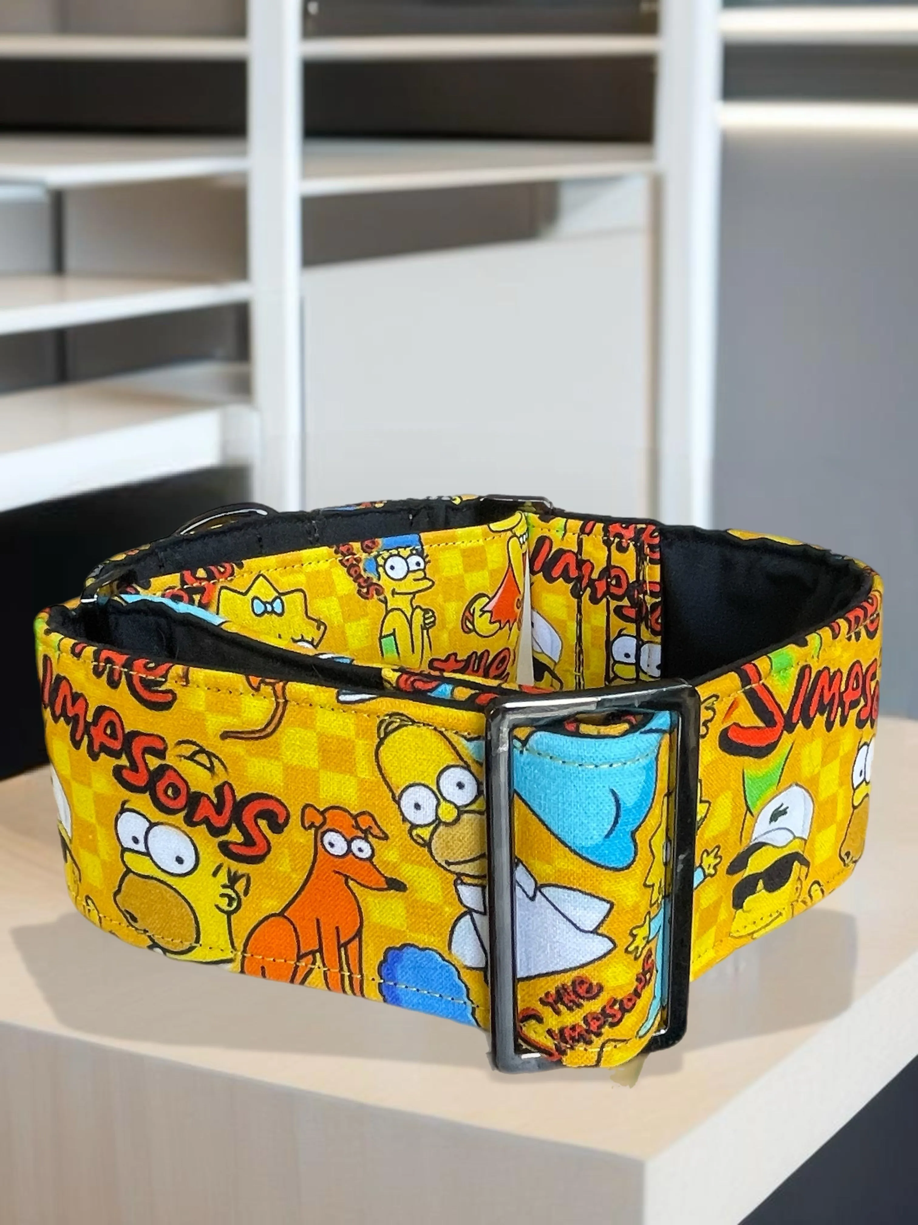 Our newest addition Simpsons greyhound Martingale collar cotton covered super soft