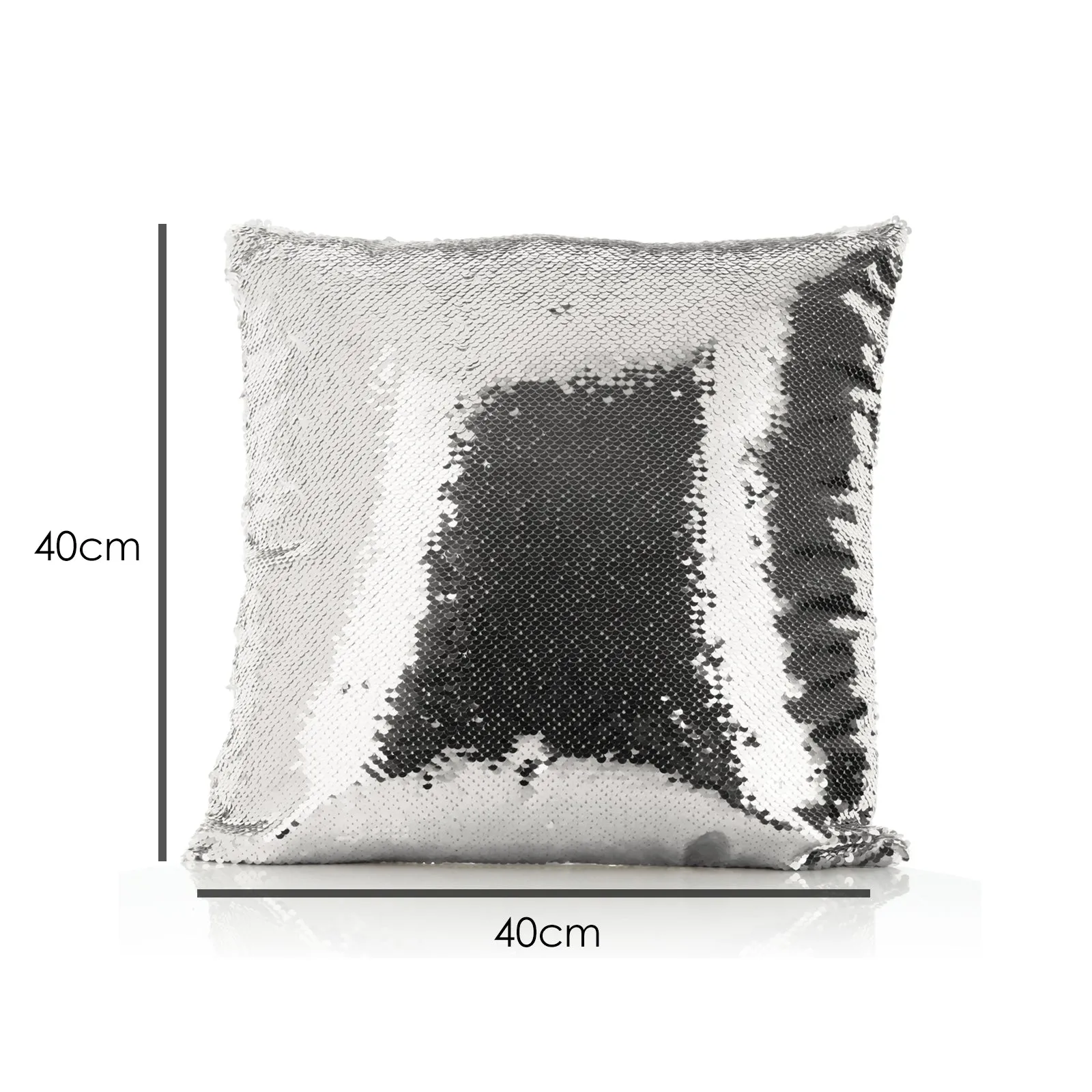Personalised Sequin Cushion with Grey Rabbit Flower Wreath and Cute Text