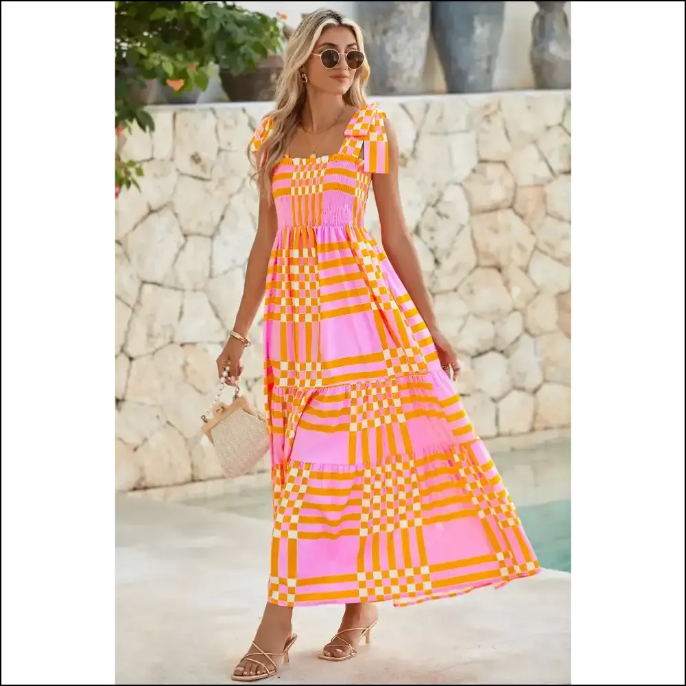 Pink Tie Strap Maxi Dress: Plaid to be Here! 🤪 Needful Things