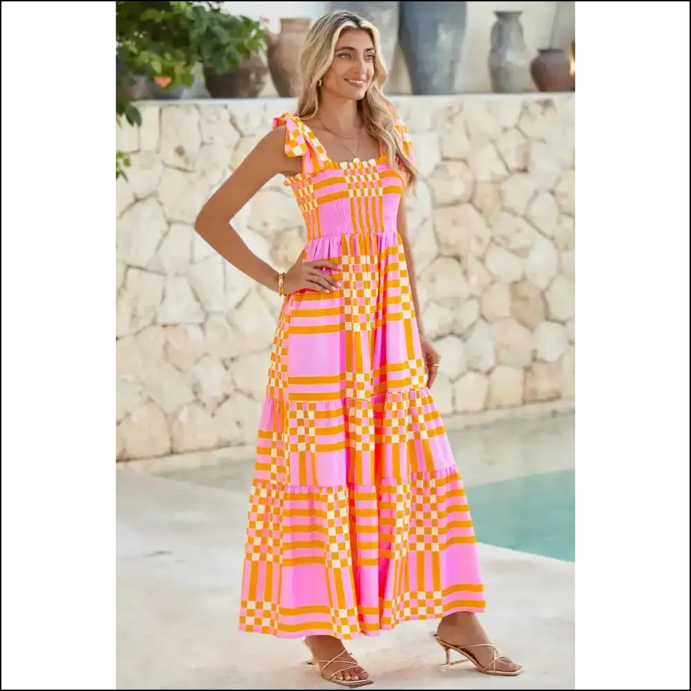 Pink Tie Strap Maxi Dress: Plaid to be Here! 🤪 Needful Things