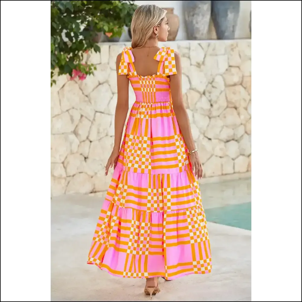 Pink Tie Strap Maxi Dress: Plaid to be Here! 🤪 Needful Things