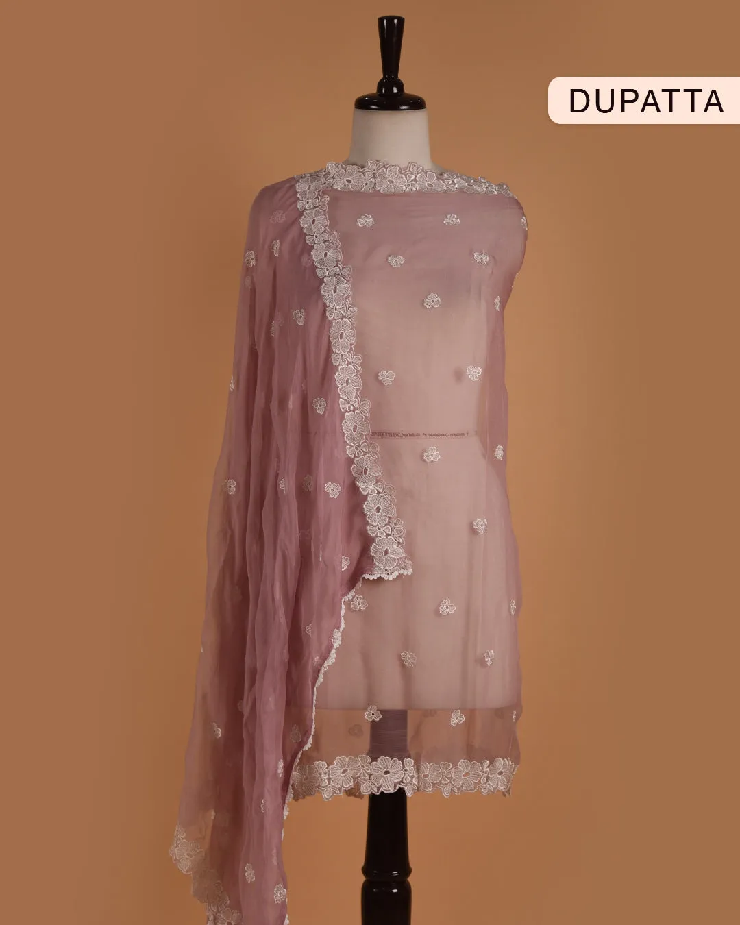 Pink Viscose Organza Digital Printed With Embroidery Unstitched Suit Fabric Set With Chiffon Dupatta