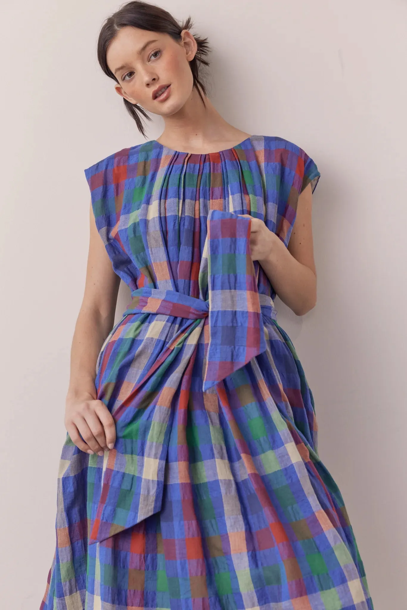 Pleated Tie Knee Dress