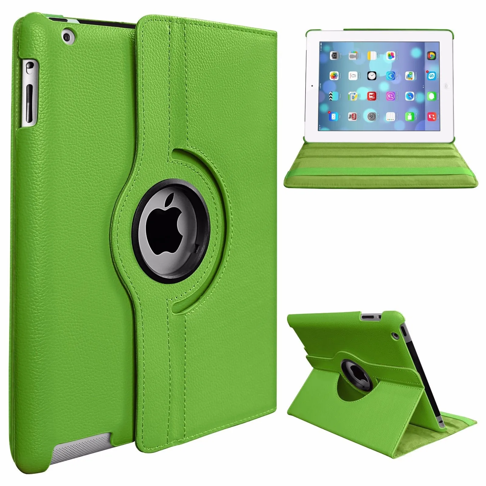 PU Leather Smart Stand Flip Case Cover for Apple iPad mini3/2/1 360 Rotation Tablet Full Protector Case Violet
