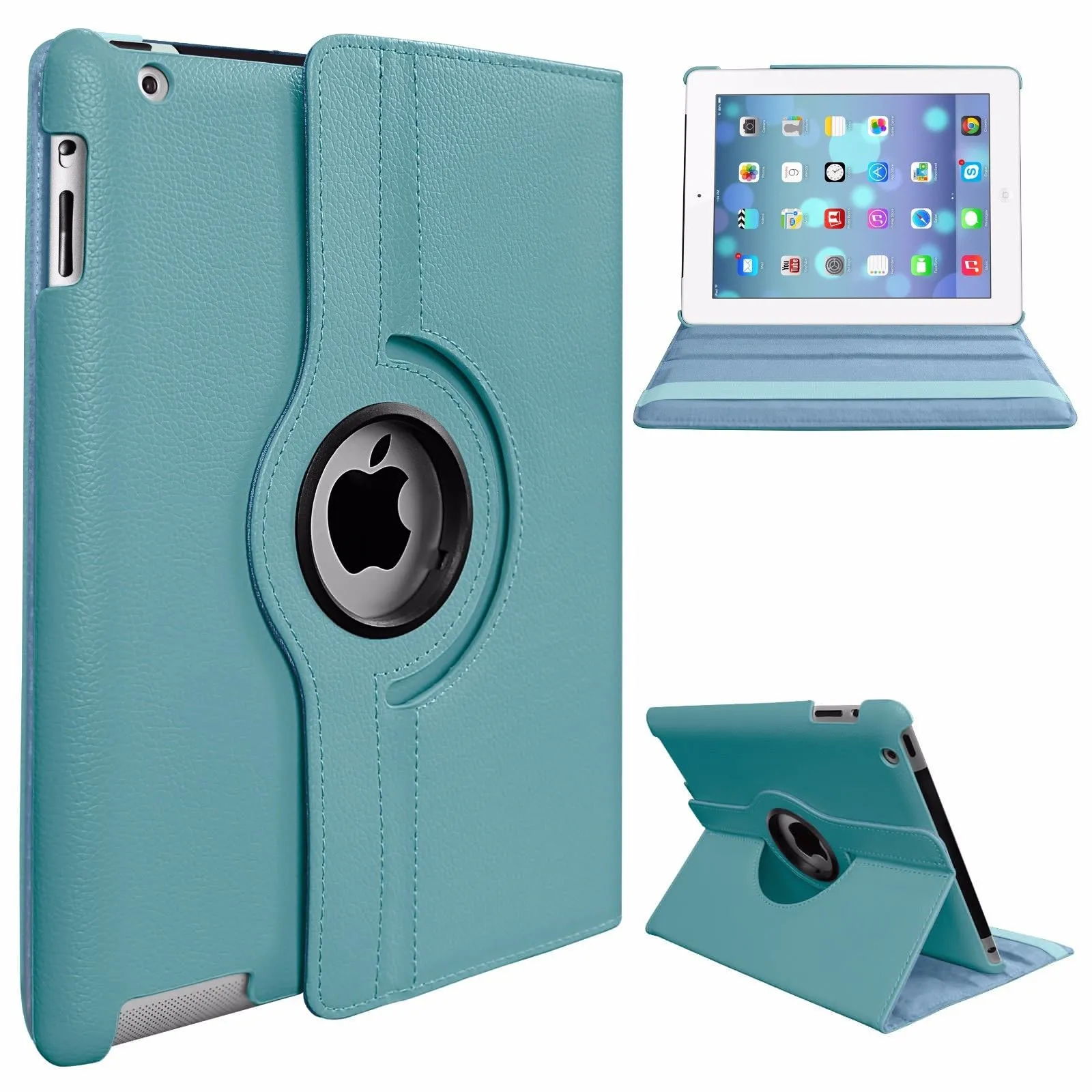 PU Leather Smart Stand Flip Case Cover for Apple iPad mini3/2/1 360 Rotation Tablet Full Protector Case Violet