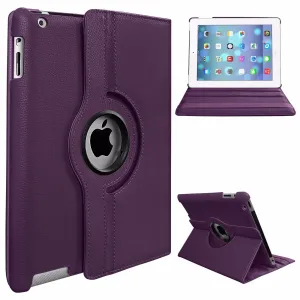 PU Leather Smart Stand Flip Case Cover for Apple iPad mini3/2/1 360 Rotation Tablet Full Protector Case Violet