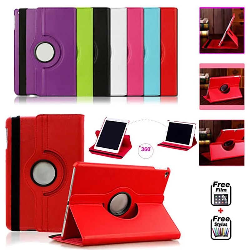 PU Leather Smart Stand Flip Case Cover for Apple iPad mini3/2/1 360 Rotation Tablet Full Protector Case Violet