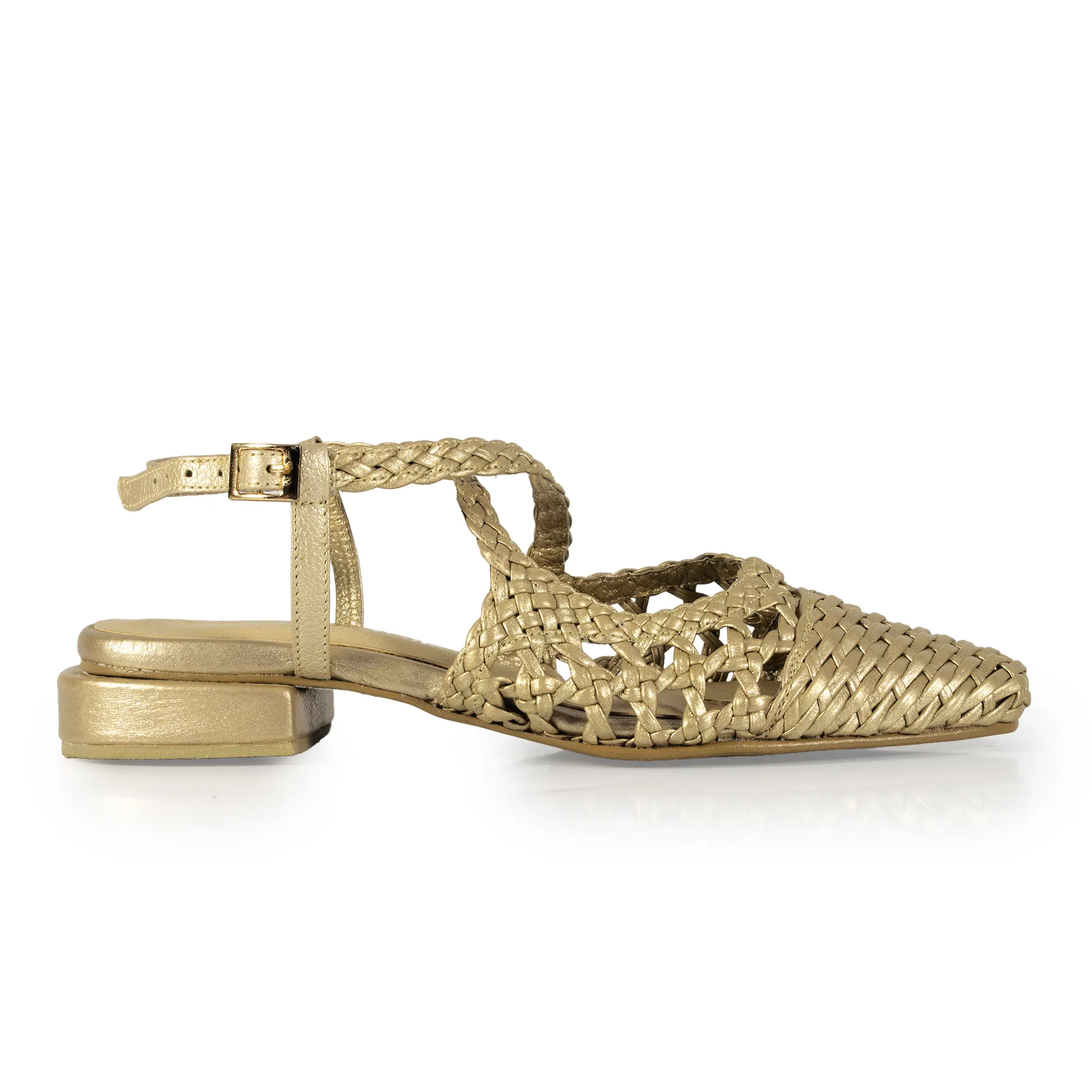 "ELIANA" WOVEN LEATHER BALLET FLATS