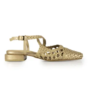 "ELIANA" WOVEN LEATHER BALLET FLATS