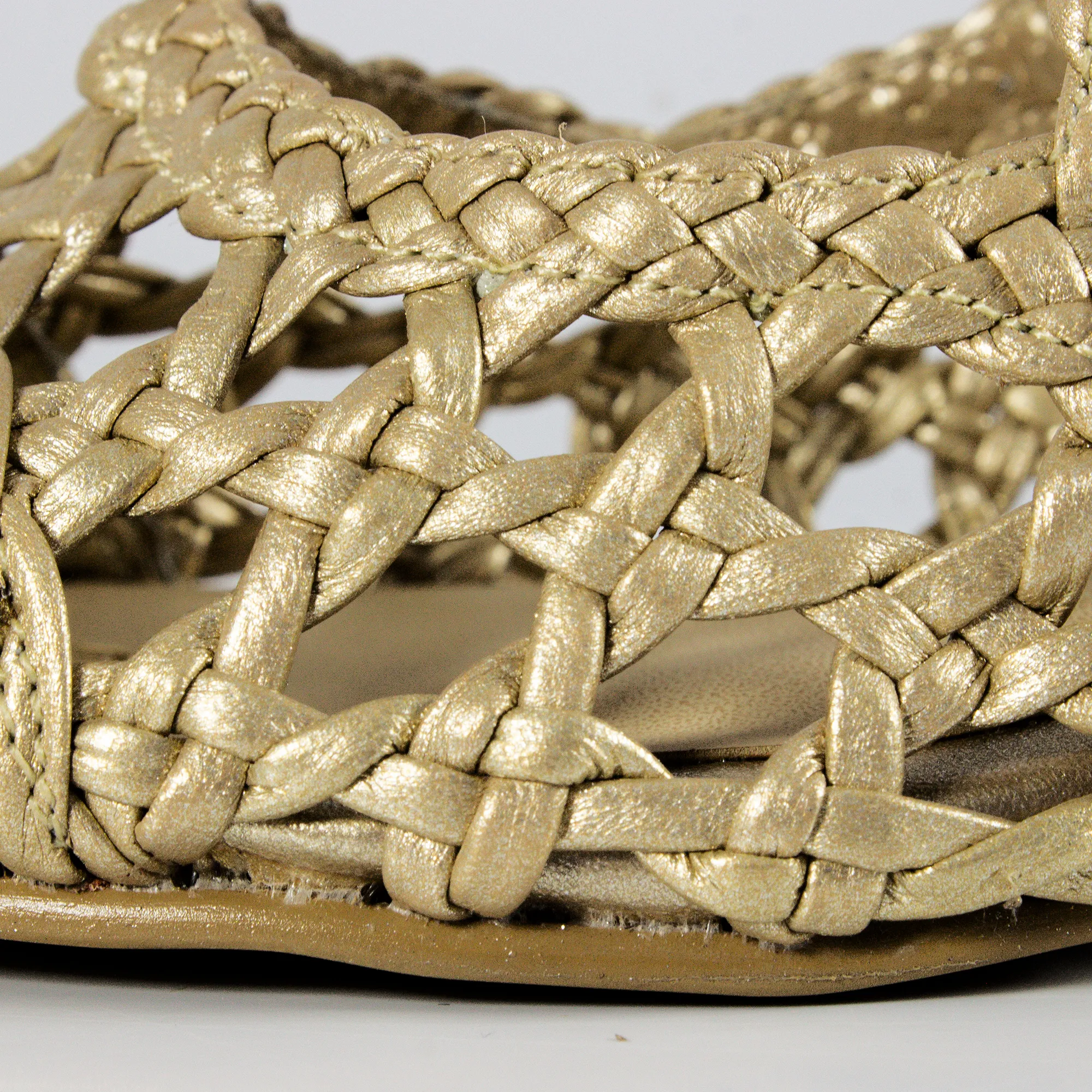 "ELIANA" WOVEN LEATHER BALLET FLATS