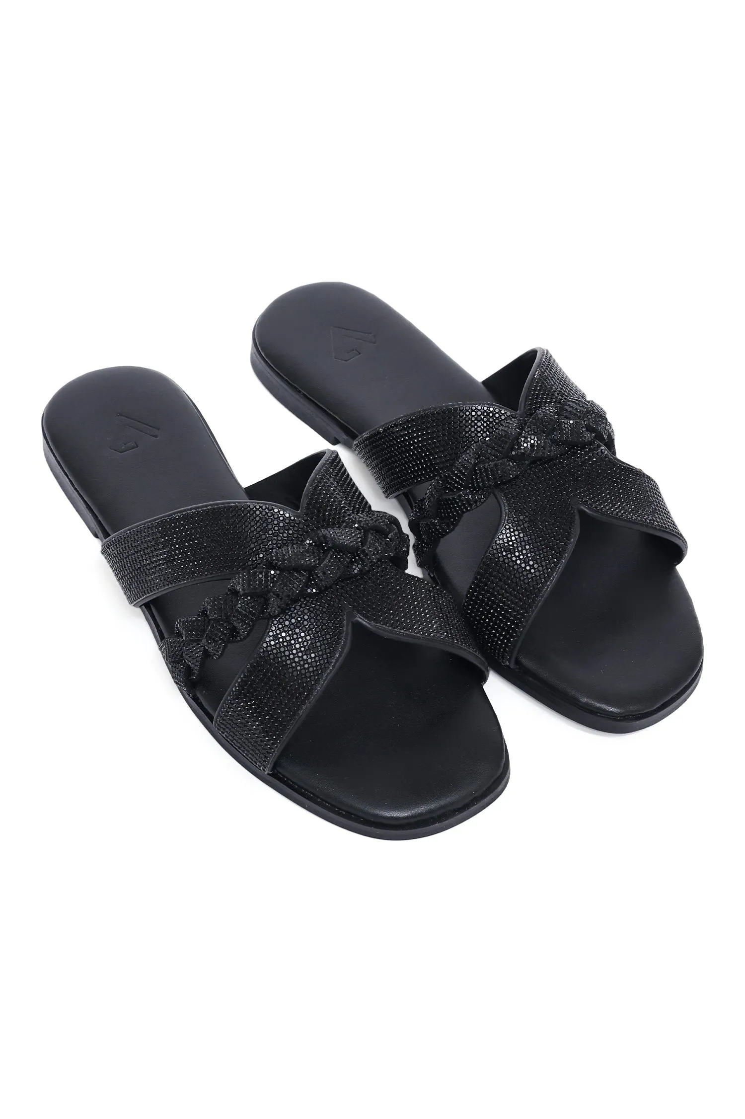 RADIANT CRYSTAL GLIDE SANDAL-BLACK