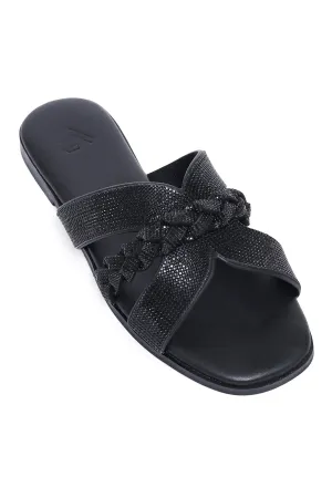 RADIANT CRYSTAL GLIDE SANDAL-BLACK