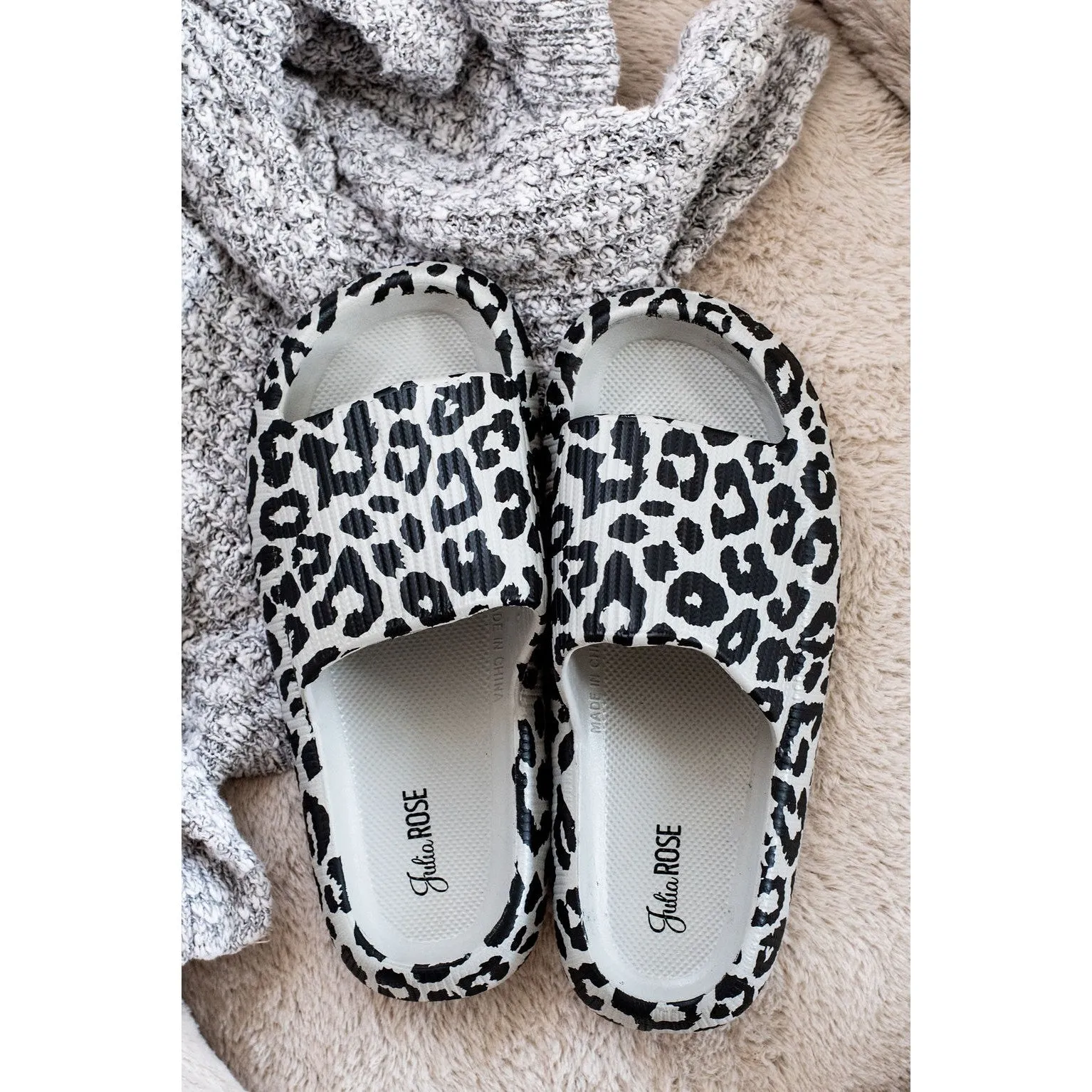 Ready to Ship | Gray Leopard Insanely Comfy -Beach or Casual Slides*