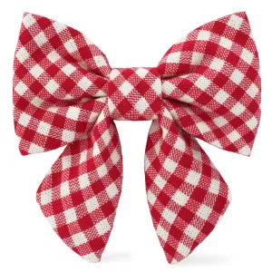 Red Gingham Lady Dog Bow