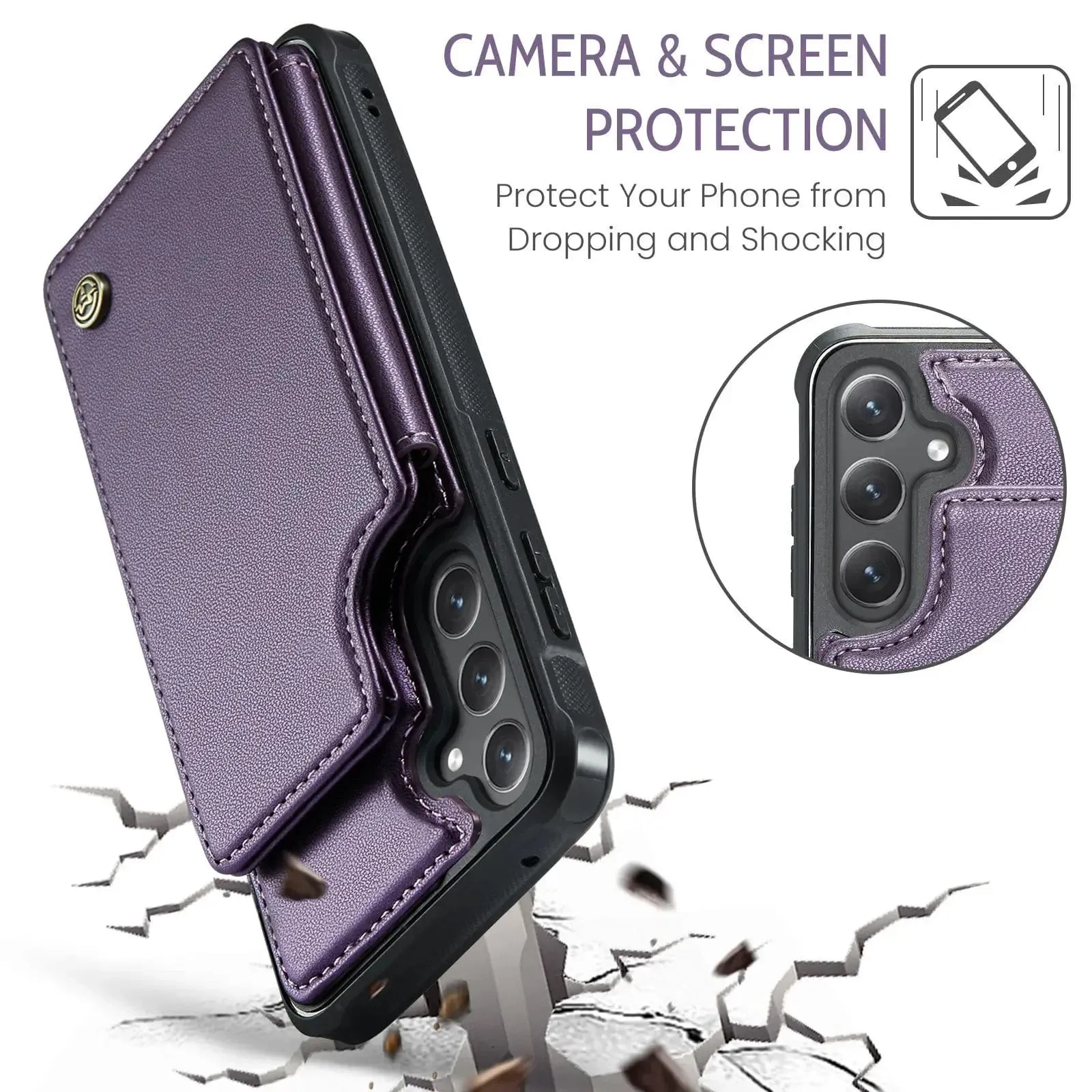 RFID Flip Leather Wallet Case For Samsung Galaxy