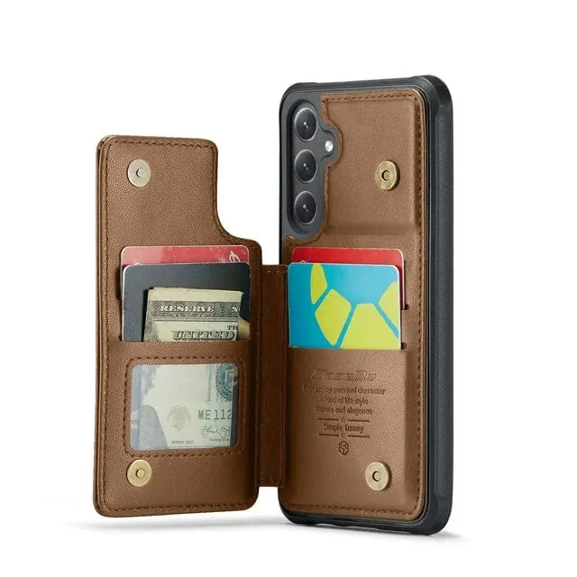 RFID Flip Leather Wallet Case For Samsung Galaxy