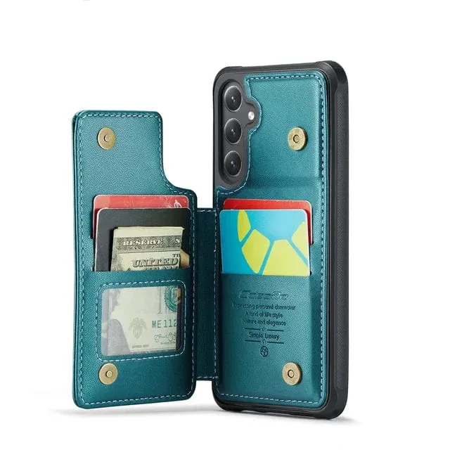 RFID Flip Leather Wallet Case For Samsung Galaxy