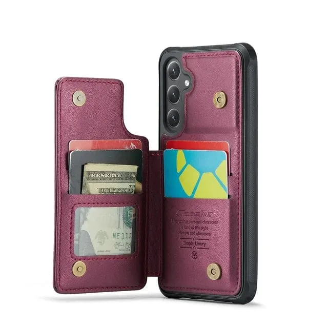 RFID Flip Leather Wallet Case For Samsung Galaxy
