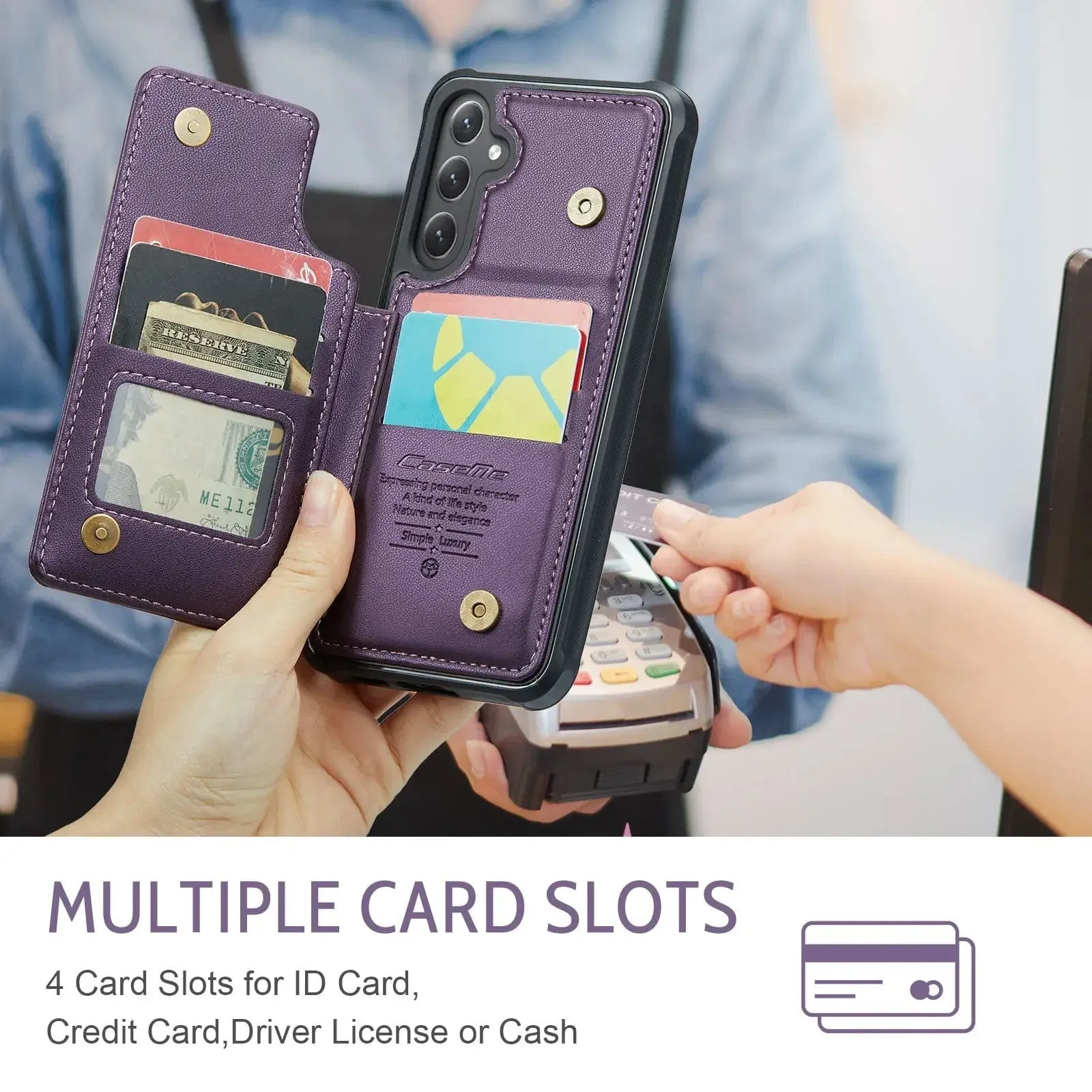RFID Flip Leather Wallet Case For Samsung Galaxy