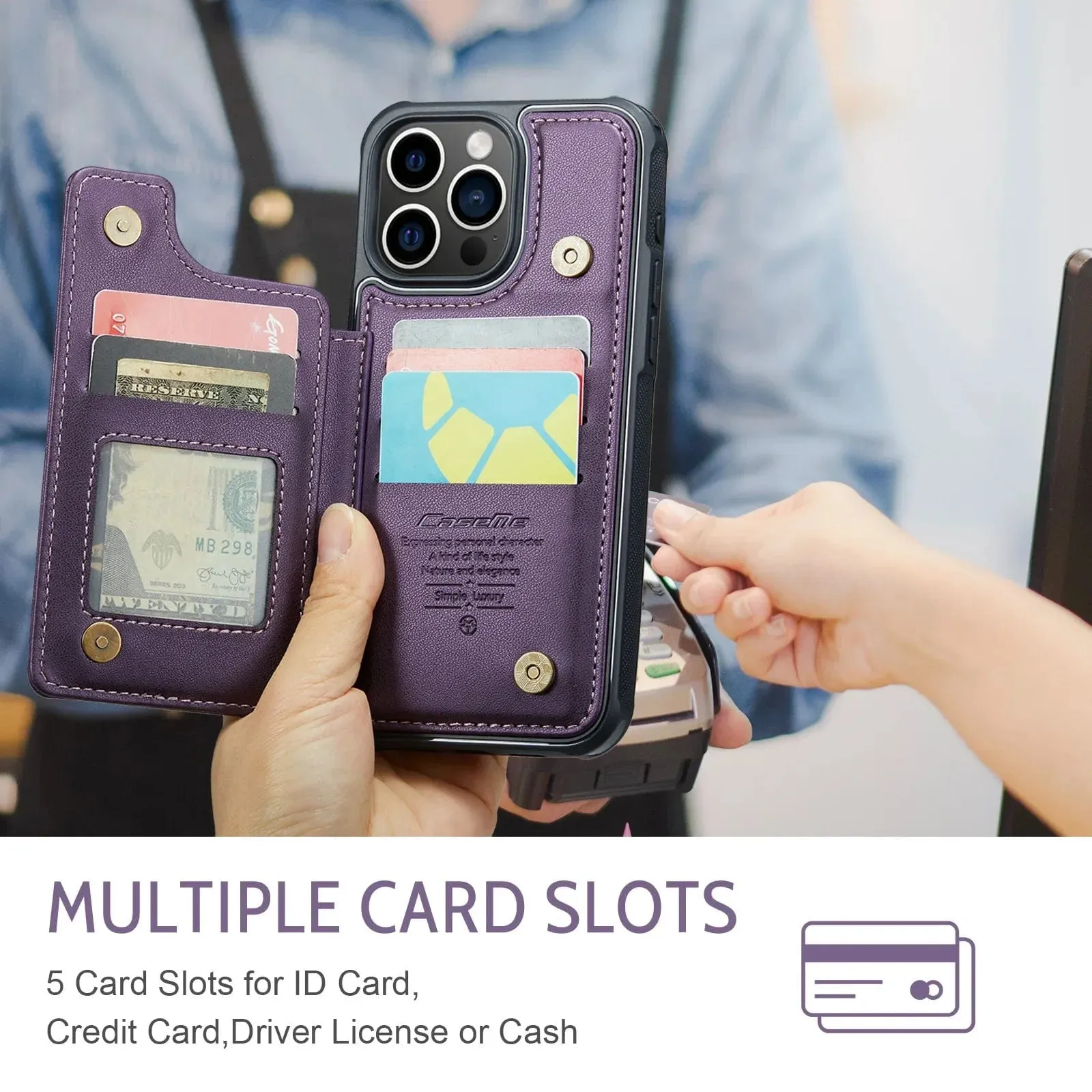 RFID Flip Leather Wallet Phone Case