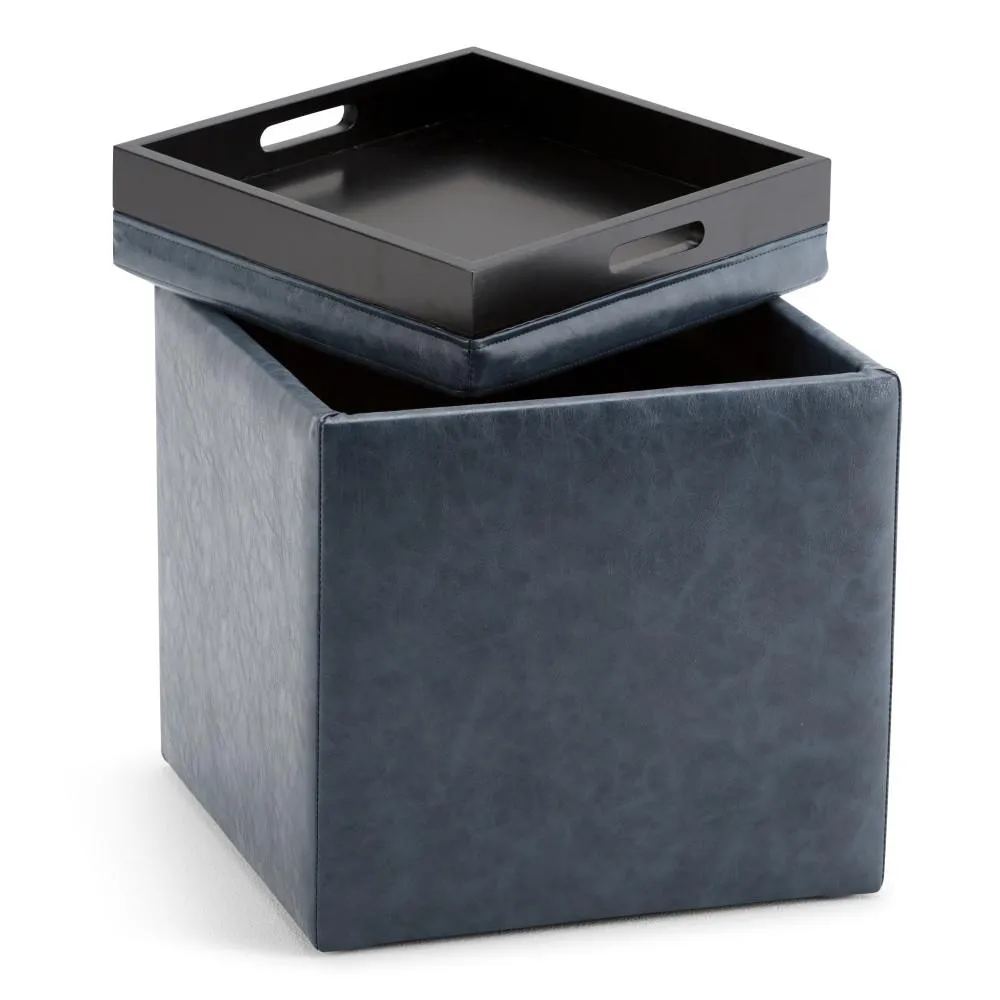 Rockwood Cube Storage Ottoman in Vegan Leather
