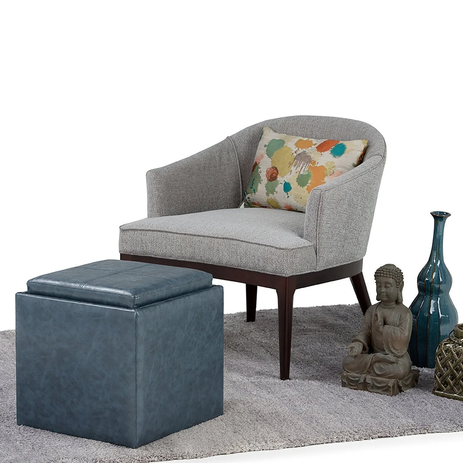 Rockwood Cube Storage Ottoman in Vegan Leather