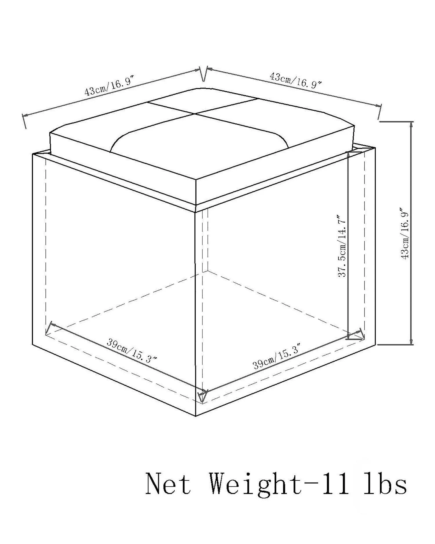 Rockwood Cube Storage Ottoman in Vegan Leather