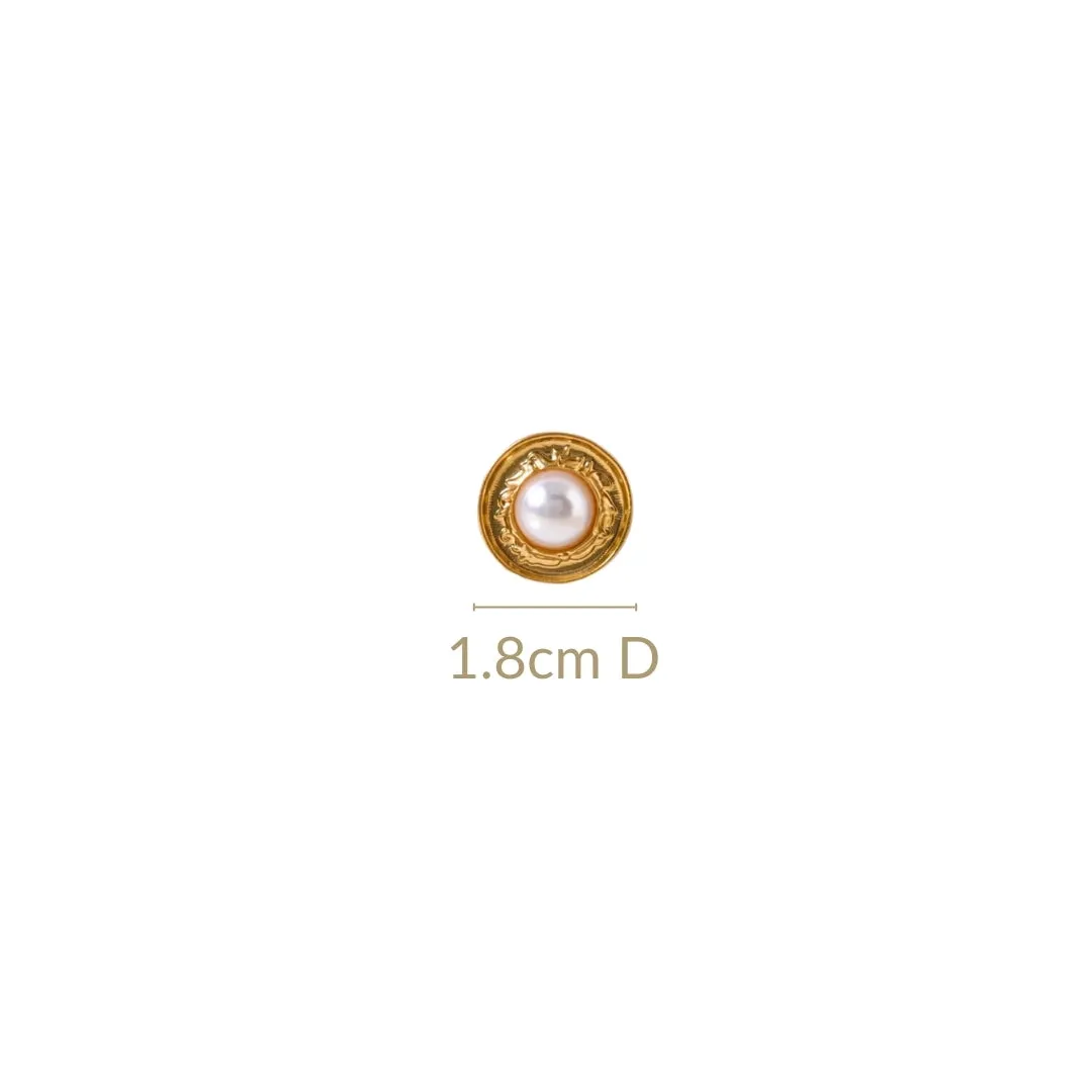 Royal Gold Embossed Pearl Stud