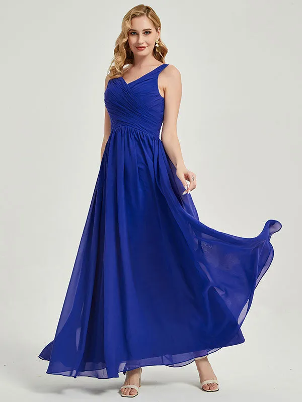Sage Green Wide Straps Sleeveless Flowy Pleated Long Bridesmaid Dress