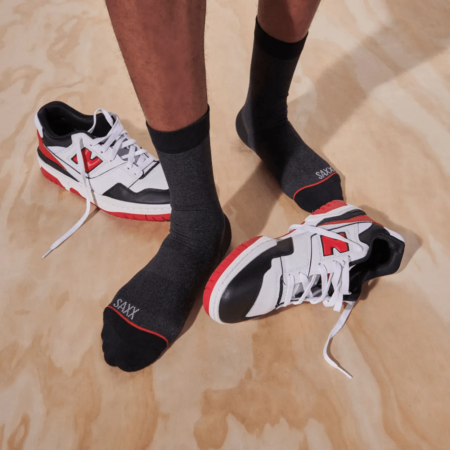 Saxx Whole Package Crew Socks - Black Heather