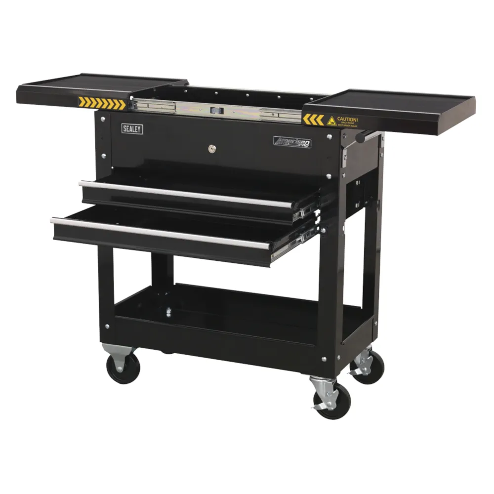 Sealey 2 Drawer Mobile Tool & Parts Trolley - Black - B