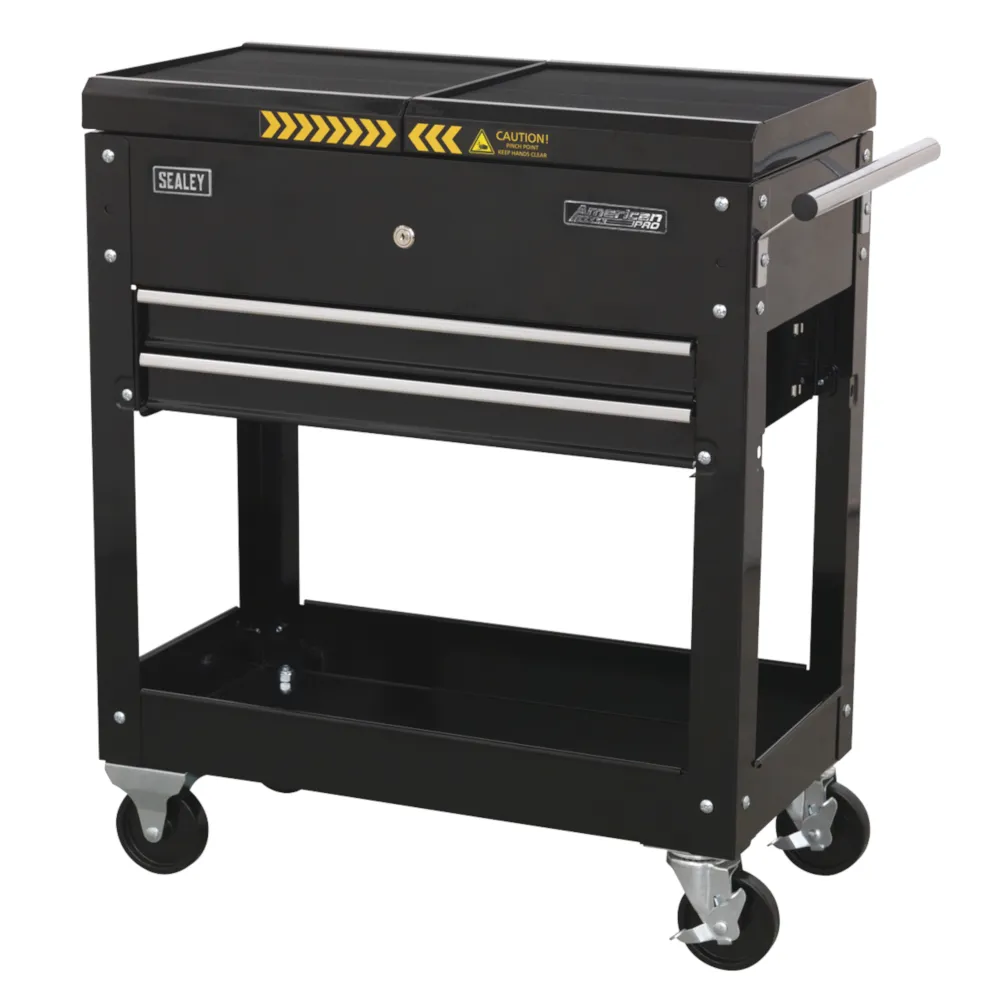 Sealey 2 Drawer Mobile Tool & Parts Trolley - Black - B
