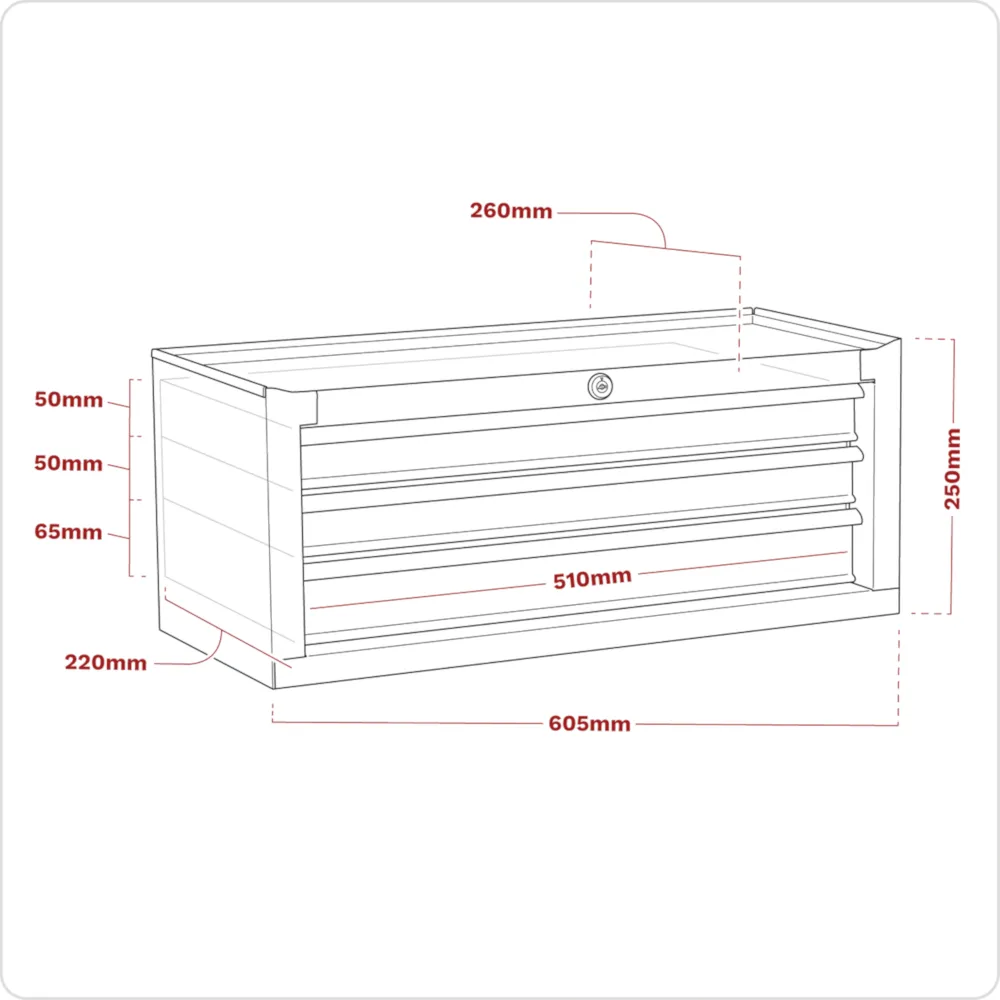 Sealey 3 Drawer Mid-Box with Ball-Bearing Slides - Purple/Grey - A
