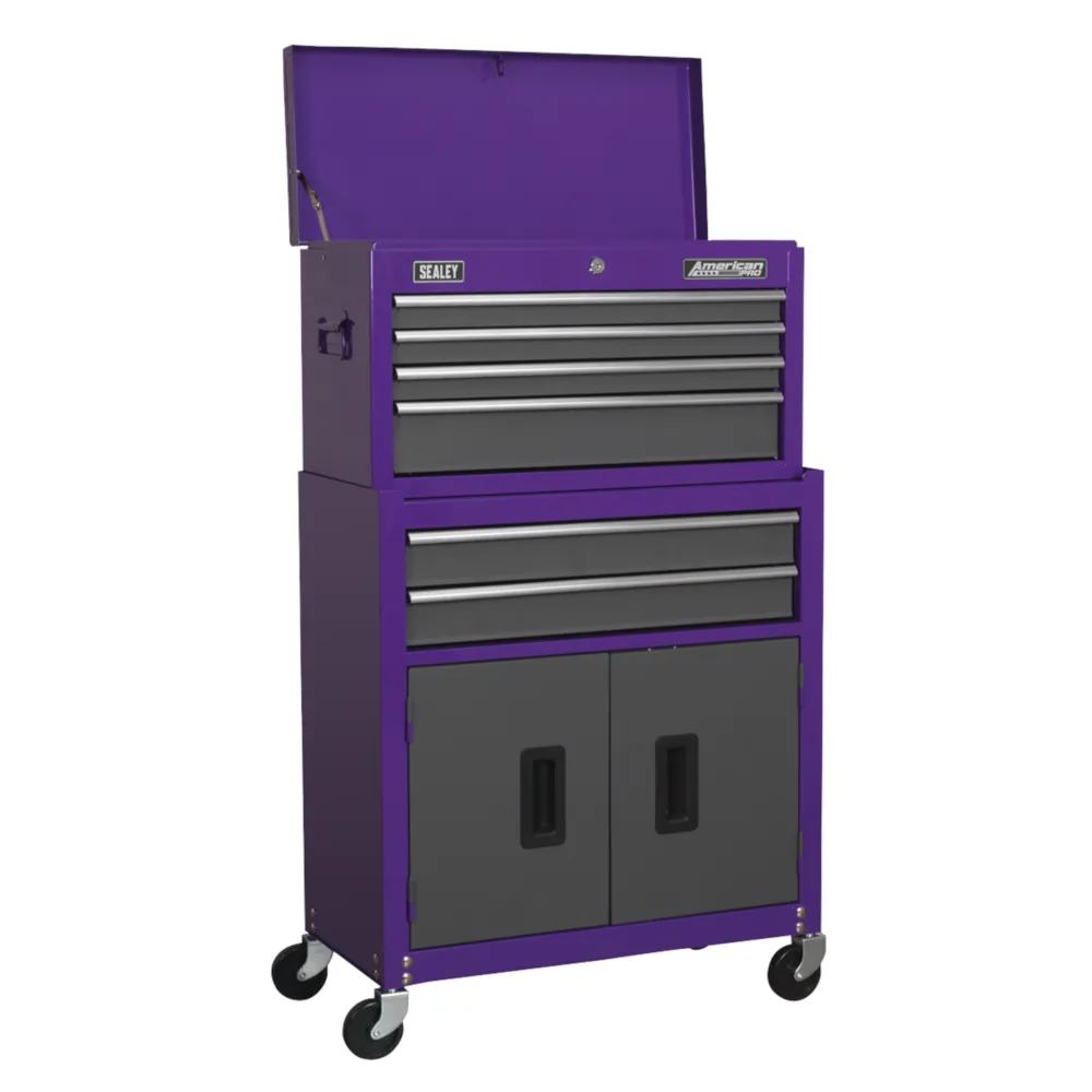 Sealey 6 Drawer Topchest & Rollcab Combination - Purple/Grey - B
