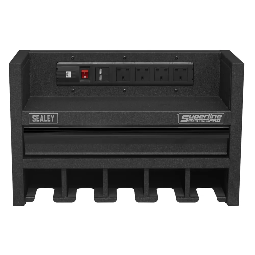 Sealey Power Tool Storage Rack with Drawer & Power Strip - B