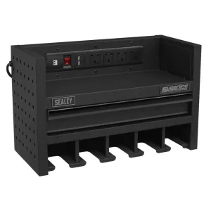 Sealey Power Tool Storage Rack with Drawer & Power Strip - B