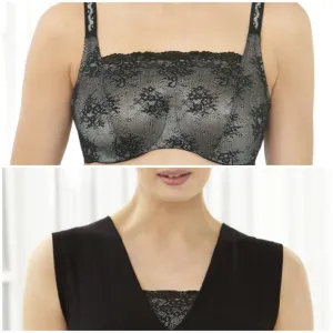 Set of 3! 44C Glamorise WONDERWIRE Bra (CAMISOLE/CAMI) Stretch-Lace BLACK NEW