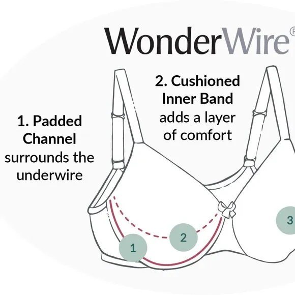 Set of 3! 44C Glamorise WONDERWIRE Bra (CAMISOLE/CAMI) Stretch-Lace BLACK NEW