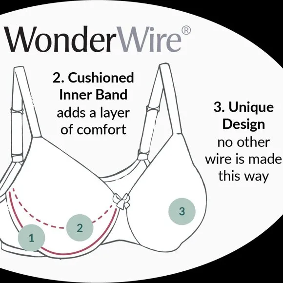 Set of 3! 44C Glamorise WONDERWIRE Bra (CAMISOLE/CAMI) Stretch-Lace BLACK NEW