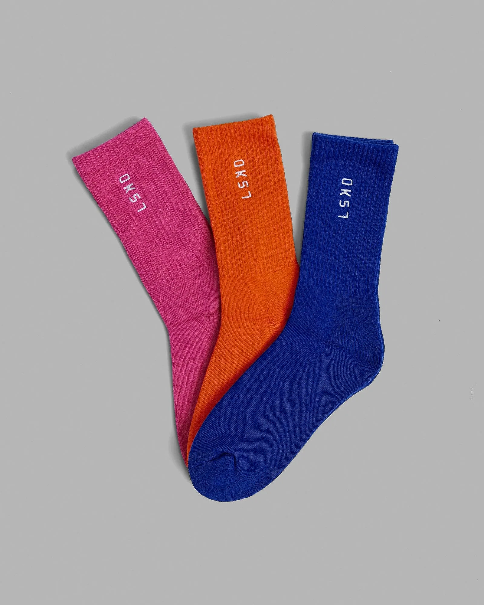 Signal Crew Socks 3 Pack - Impact Orange/Galactic Cobalt/Magenta