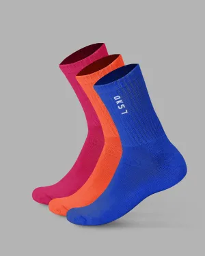 Signal Crew Socks 3 Pack - Impact Orange/Galactic Cobalt/Magenta