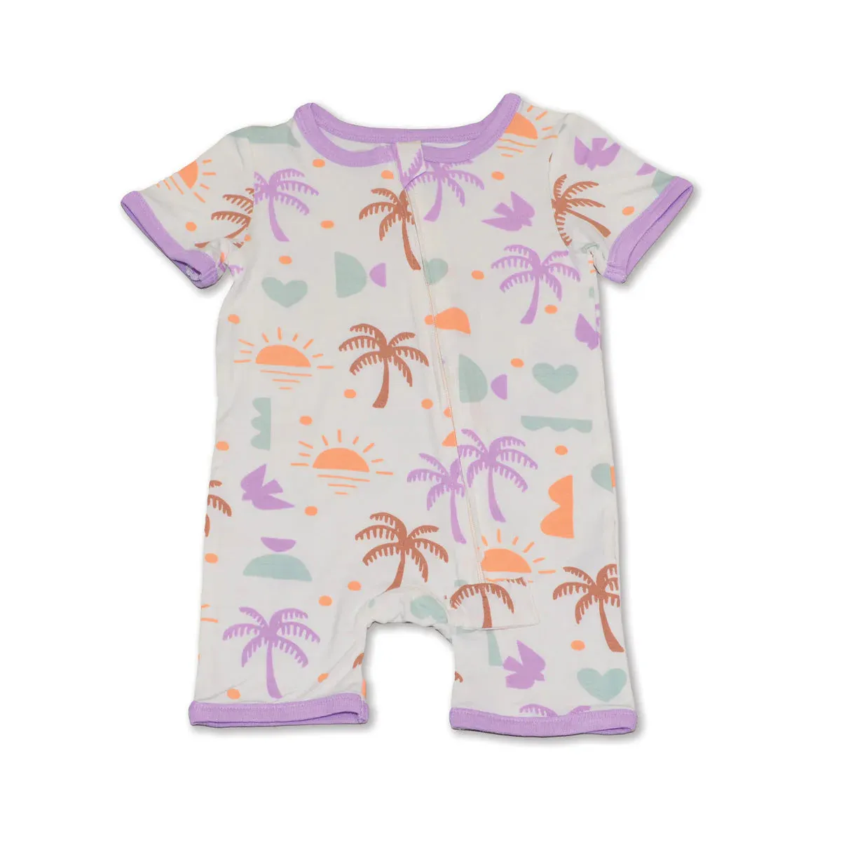 Silkberry Baby Bamboo Short Sleeve Zippy Romper - Boho Surf