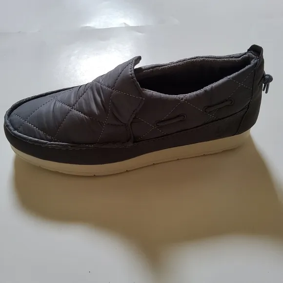 Sperry Moc Sider Quilt Nylon Slip On Shoe Grey Microfleece Cozy