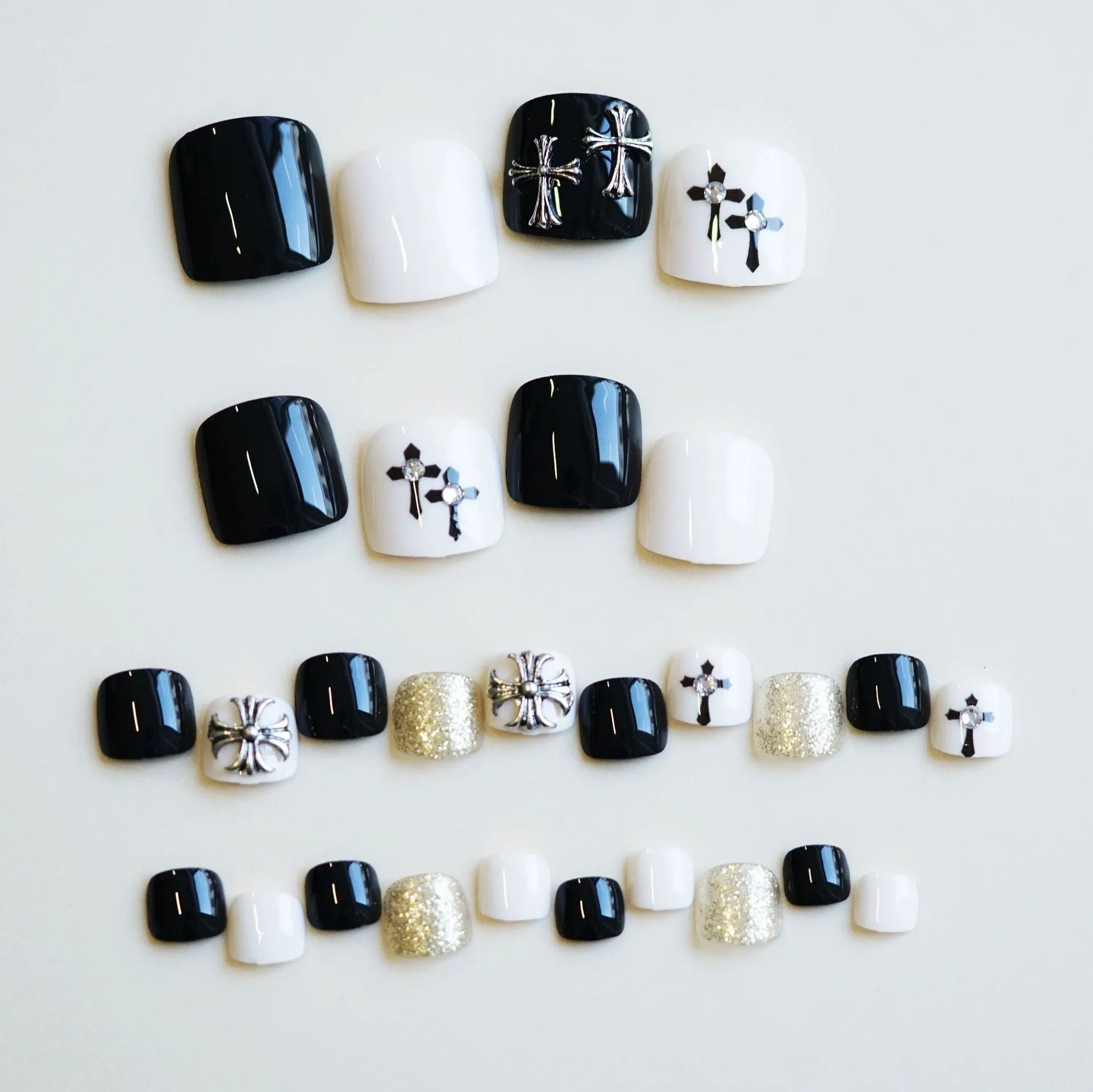 Square Toe Cross Black White