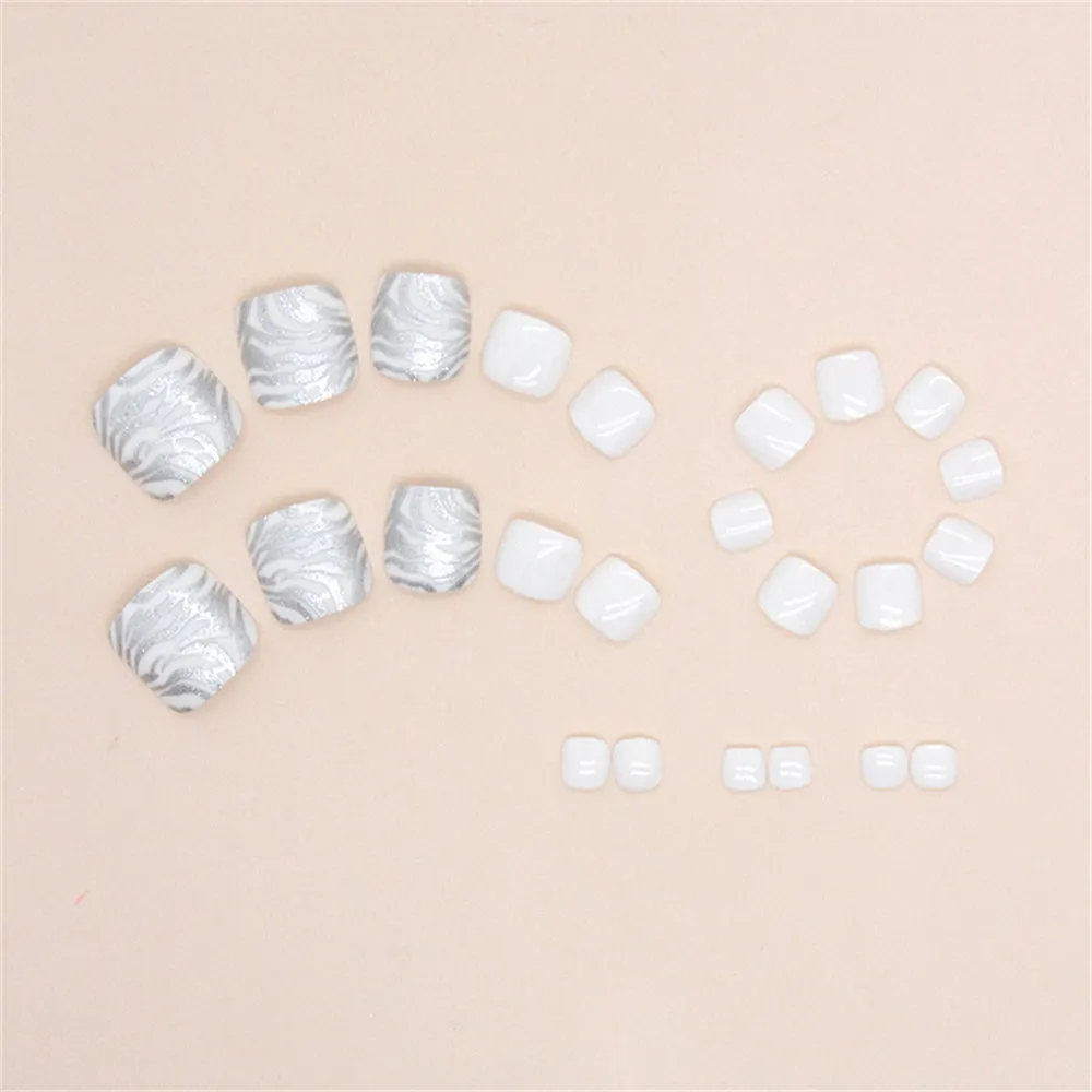 Square Toe Leopard silver-gray white glitter