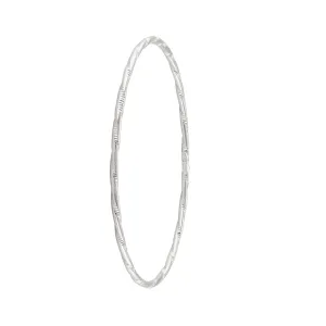 Sterling Silver (2.1mm) Slip-on Diamond Cut Polished Bangle Bracelet